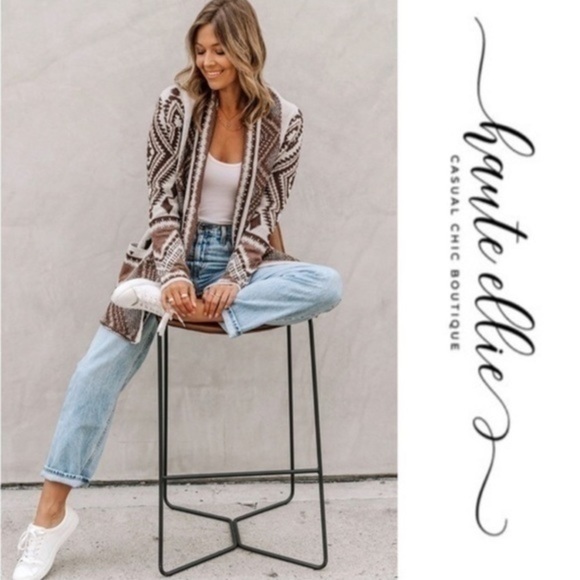 Chocolate Mocha Southwest Shawl Cardigan - Picture 5 of 7